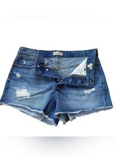 Madewell Frayed Distressed Denim Cutoff Relaxed Denim Shorts picture