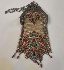 Antique Mandalian Mfg. Co. Enamel Mesh Purse c. 1920s Art Deco Flapper Handbag picture