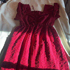 Red Babydoll Midi Dress Renaissance Pirate Maiden Romantic Festival picture