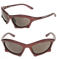 BALENCIAGA BAT 0229 Burgundy 005 Fashion Demna Angular Wrap Sunglasses BB0229 picture