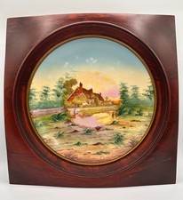 Antique Victoria Austria Hand Painted Porcelain Scenic Plaque c1890 picture