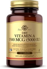 Solgar Dry Vitamin A 1500 mcg (5000 IU), 100 Tablets - Supports Healthy Eyes, Sk picture