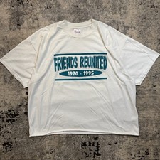 Vintage 90s Friends Reunited T-Shirt XL Hanes 50/50 Single Stitch Cropped Tee picture