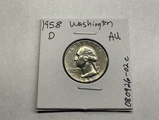 1958 D Washington 90% Silver Quarter in AU Condition from Denver Mint 080926 02c picture
