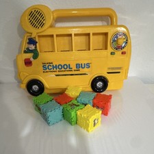 Vintage 1987 VTech Talking School Bus Electronic Toy 80-0950 COMPLETE w/8 Blocks picture