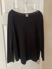 Chicos Womens Gorgeous Black Sz 3 Pullover Sweater Long Sleeve Gorgeous picture