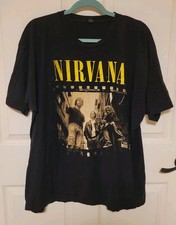 Nirvana Band Tee Black Grunge Rock Graphic T Shirt Men’s 2XL Kurt Cobain picture