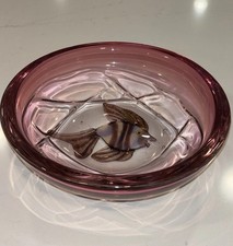 Mid Century Alfredo Barbini Aquarium Fish Bowl Murano Pink Rose Art Glass 1960s picture