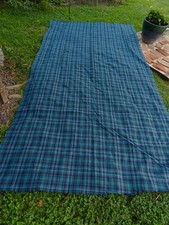 Vtg Wool Aqua Purple & Black Tartan Plaid Fabric Thin|Light Weight by Yard picture
