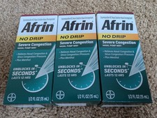 3x Afrin Severe Congestion Nasal Pump Mist Spray No Drip (3 Boxes) Exp 08/2027+ picture