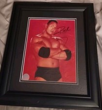WWE Dwayne Johnson The Rock Signed 8x10 Promo Photo Matted & Framed R&R Hologram picture