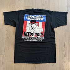VTG 90s Korn Adidas logo Uncle Sam Blk T shirt The Family Values 1998 tour Sz XL picture
