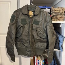 Vintage 80s USAF CWU-36/P Bi-Swing Flight Jacket Sage Green Small Military Issue picture