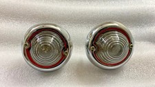 JEEP WILLYS PARKING TURN SIGNAL INDICATOR CLEAR GLASS LIGHT PAIR CHROME picture