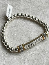 Brighton Meridian Grateful Two-Tone Stretch Bracelet NWT $118 picture