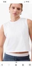 Athleta White True Cotton Crop Tank-Size S-NWT picture