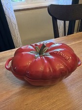 Staub Ceramic 16-oz Petite Tomato Shaped Cocotte - Cherry Excellent Used picture