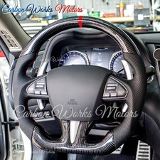 Real Carbon Fiber Steering Wheel For Infiniti Q50 2014-2017 N/Heated,Plug & Play picture