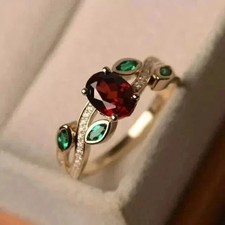 2.20 Ct Oval Cut Natural Ruby & Diamond Wedding Ring 14K Yellow Gold picture