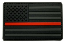 Firefighter Thin Red Line USA Flag Tactical Patch [PVC Rubber-F9] picture