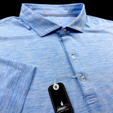 Johnnie O Featherweight Space Dye Performance Polo Shirt Blue Large $110 picture