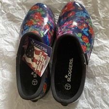 Sloggers Women's Clogs Garden Rain Shoes Size 8 blue & Floral Waterproof   picture
