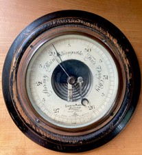 Rare Antique  SHORT & MASON Aneroid Barometer /Wood & Copper London England 1925 picture