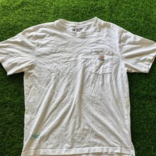 Vintage Carhartt Loose Fit Pocket Tee White Paint Splattered Distressed picture