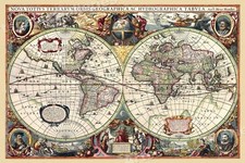 c1630's World Historic Map by Hendrik Hondius - 24x36 picture