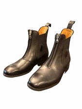 DeNiro Boot Co Black Leather Paddock Boots 37/US 6 Italian Equestrian Zip Riding picture
