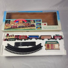 Bright Dickensville Collectables Christmas Train Set Station Sound Vtg 1992 picture