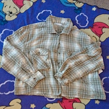 Arizona Jean Co Men's L Plaid Long Sleeve Button-Up Shirt Brown/Green Pockets picture