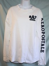(EM) Aeropostale® Women's Stretchy Pullover Long Sleeve White T-Shirt - Size M picture