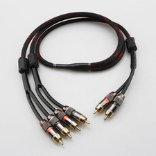 OFC HIFI Audio Y Splitter Cable 2 Male to 4 Male Gold Plated RCA Plug Adapter 1M picture