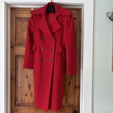 Fleurette Loro Piana Lambswool Red Double Breasted Coat Size 4 Made In USA EUC picture