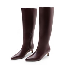 Lurnyet Women's Knee High Boots, Faux Leather Pointed Toe with 2 Inch Heel picture