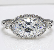 IGI 2.50Ct Oval-Cut EF/VS2 Lab Grown Diamond Halo Engagement Ring 14K White Gold picture