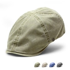 Men Washed Cotton Ivy Cap Vintage Flat Golf Hat Breathable Newsboy Driving Cap picture