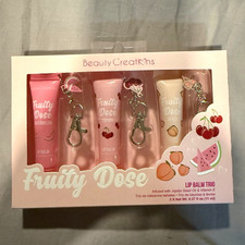 Beauty Creations Fruity Dose Lip Balm Trio Watermelon Cherry Peach Mini 0.37oz picture