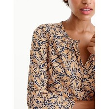 Drake's for J.Crew Giraffe Print Bell Sleeve Cotton Blouse Preppy Classic 8 picture