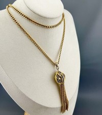 Vintage Monet Necklace Multi Chain Tassel Pendant Gold Tone Signed 25” picture