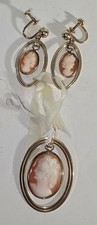 VINTAGE VAN DELL PENDANT & EARRINGS CAMEO GOLD FILLED picture