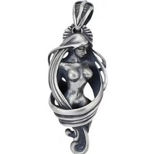 NEW Wrapped Woman Jewelry Vintage Silver Sexy Goddess Standing Pendant Necklace picture