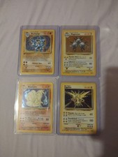 1999 Vintage WOTC Pokémon Base Set Unlimited 4 Card Holo Lot Machamp Zapdos MP picture