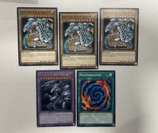 YU-GI-OH 3X BLUE EYES WHITE DRAGON + ULTIMATE DRAGON POLYMERIZATION SET LDK2 NM picture