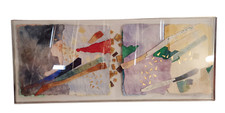 Acrylic Shadow Box Dimensional Found Art Abstract Original Signed 72 x 30 x 3.75 picture