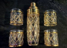 Joseph ALTUZARRA 18K GOLD LATTICE COCKTAIL SHAKER with 4 ROCK GLASSES picture