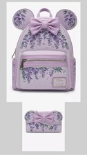 NWT Loungefly Minnie Mouse Wisteria Ears Floral Mini Backpack & Wallet picture