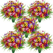 Der Rose 24 Bundles Artificial Flowers for Outdoors Fake Ferns UV Resistant Faux picture