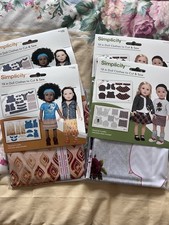 Simplicity 18in Doll Clothes-Cut & Sew Outfits, Hippy & Plaid Rose Lot of 4 picture